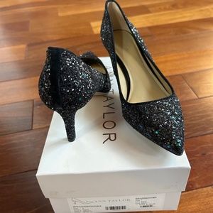 Ann Taylor Glitter Kitten High Heel Pump - Size 7